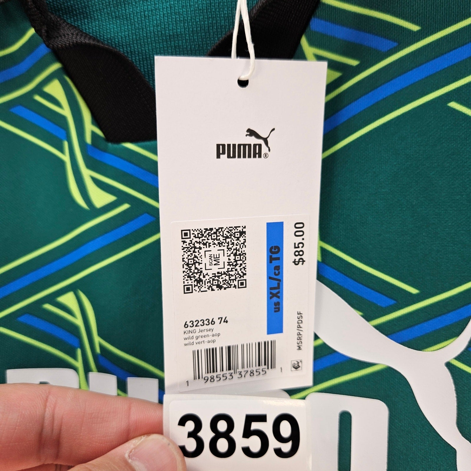 PUMA MEN'S XL KING JERSEY POLO GEO PATTERN GREEN SS COLLARED NWT 632336-74