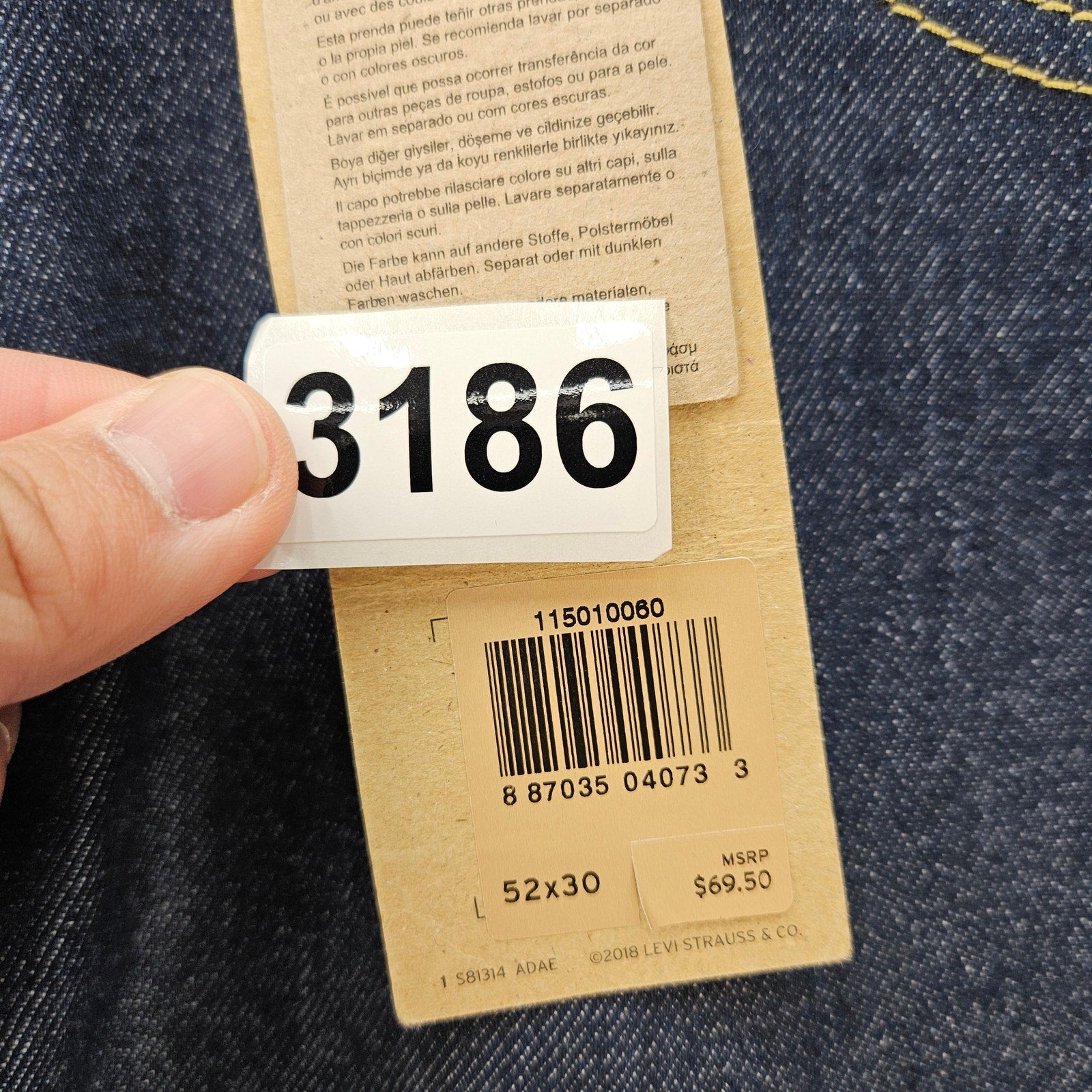LEVI'S 501 MEN'S 52X30 ORIGINAL BUTTON FLY DARK WASH JEANS NWT