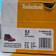 TIMBERLAND MEN'S 8.5 MID LACE CHUKKA BOOT RED BLACK NUBUCK CANVAS TB0A431HAET