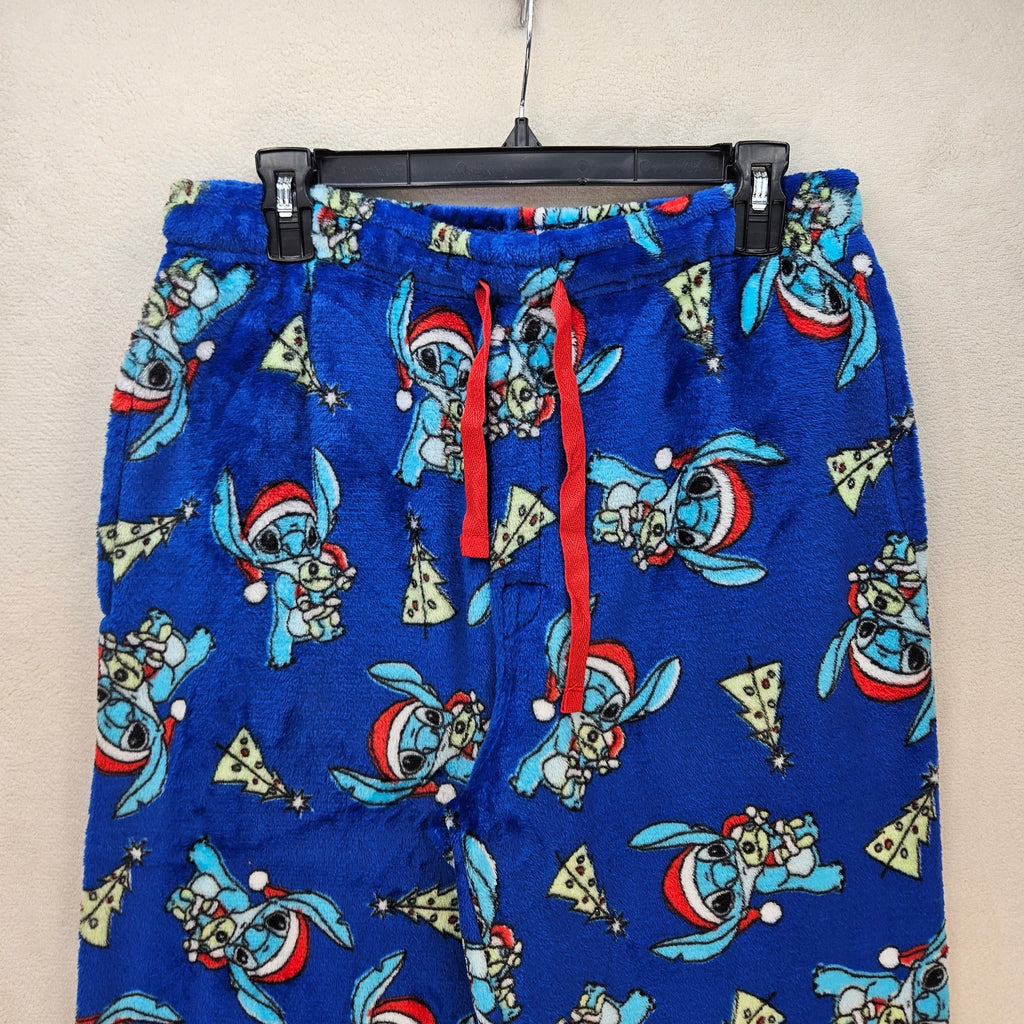 LILO STITCH CHRISTMAS SLEEPWEAR MEDIUM FLEECE PAJAMA PANTS BLUE NWOT
