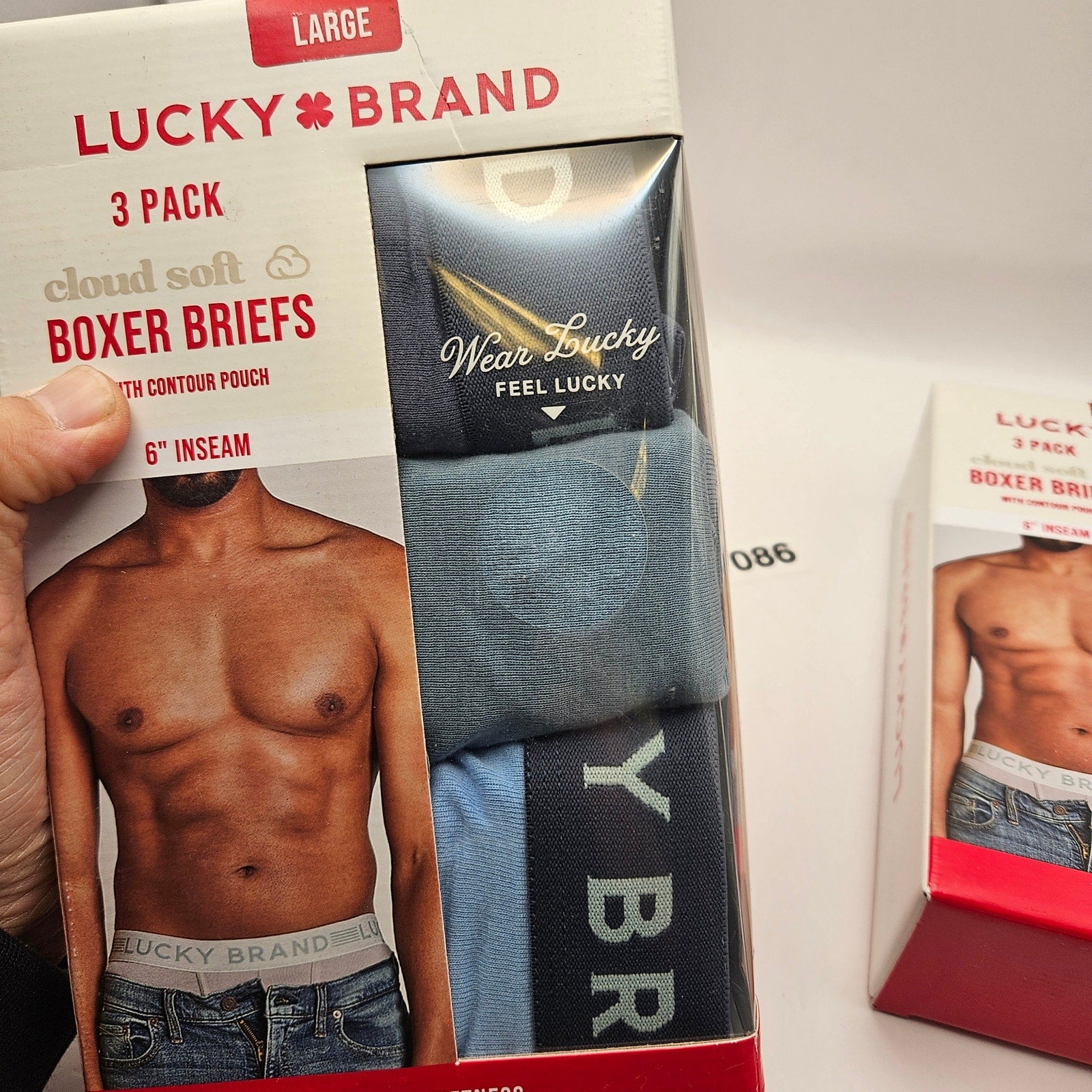 2 BOXES OF LUCKY BRAND MEN'S LARGE CLOUD SOFT BOXER BRIEFS 3 PACK