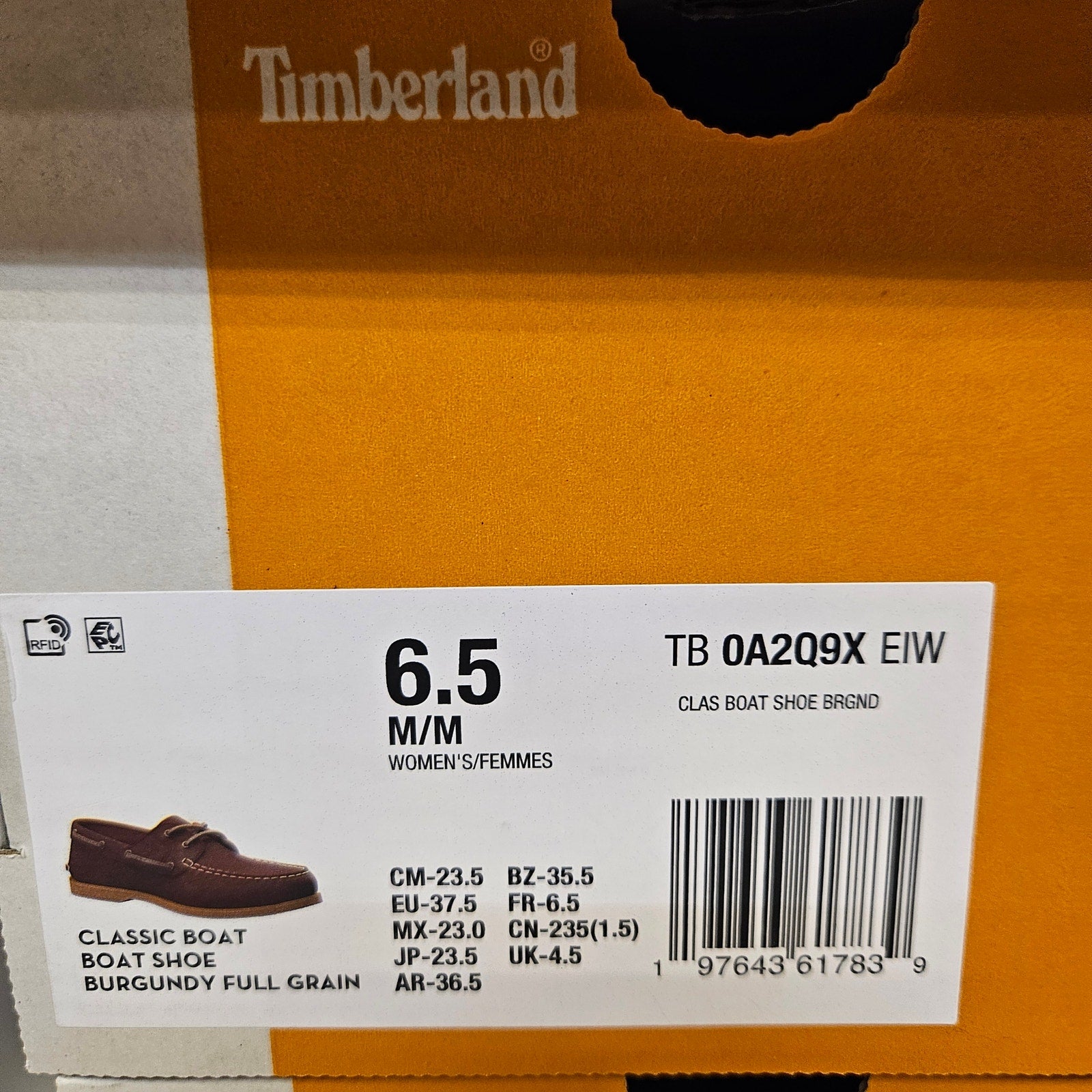 TIMBERLAND WOMEN'S 6.5 CLASSIC BOAT SHOE BURGUNDY FULL GRAIN TB0A2Q9XEIW NIB