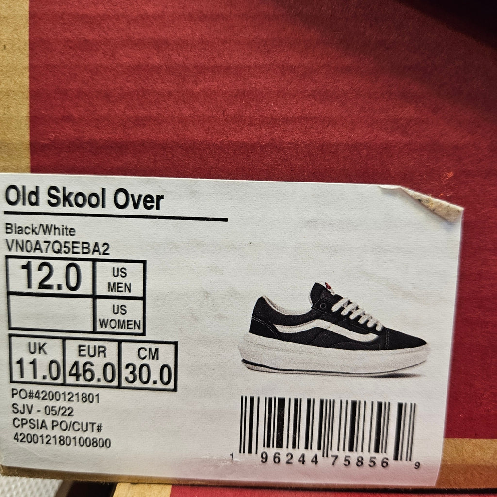 VANS MEN'S 12 OLD SKOOL OVERT COMFYCUSH BLACK WHITE NIB NB0A7Q5EBA2