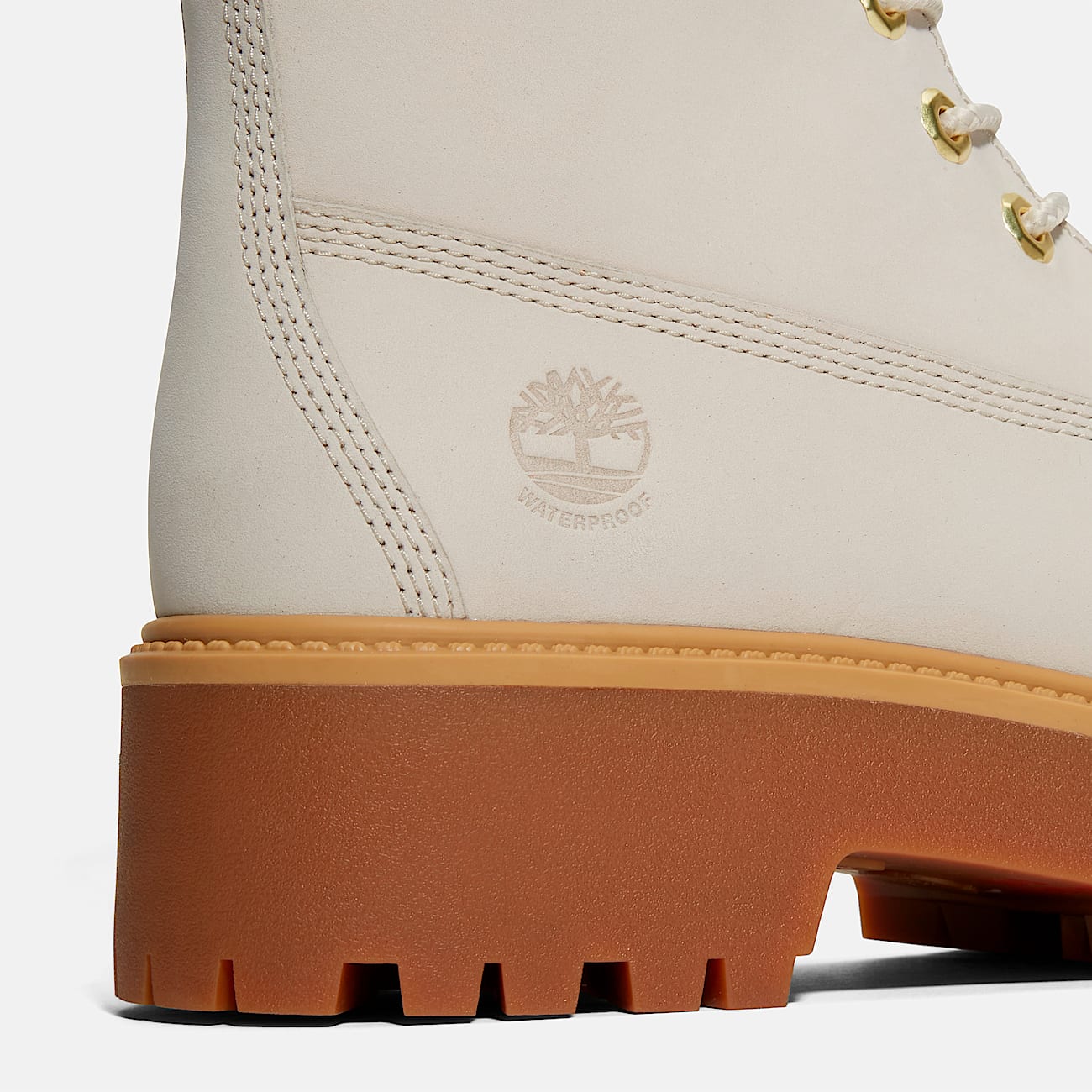 TIMBERLAND WOMEN'S 9.5 STONE STREET 6IN LACE WP BOOT RAINY DAY OFF WHITE GUM NIB