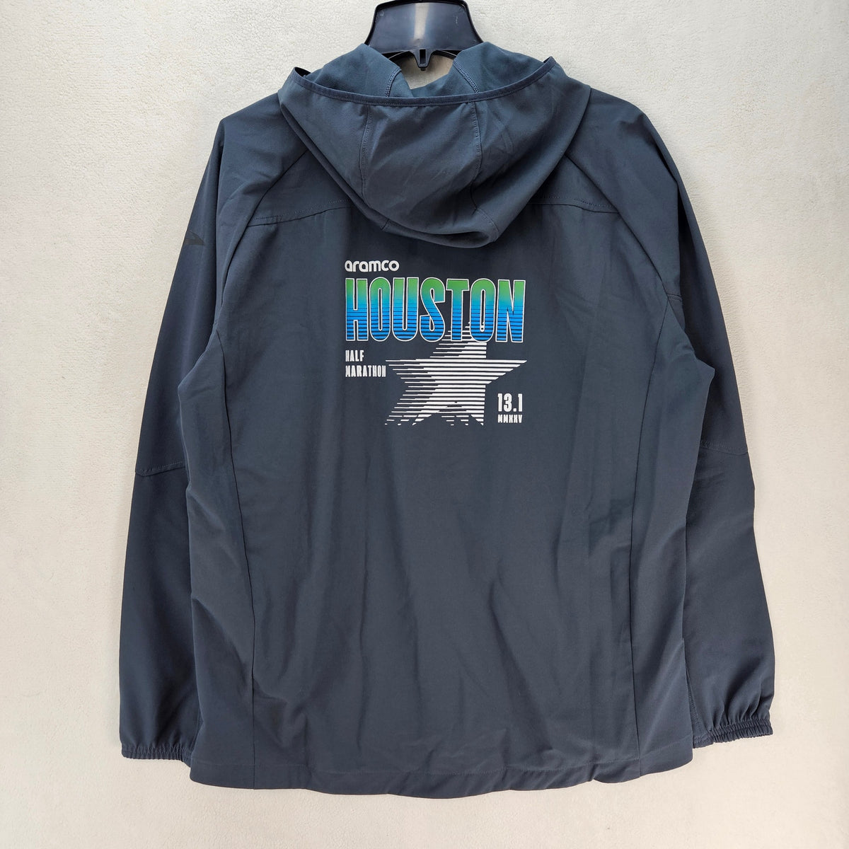BROOKS MEN'S LARGE HOUSTON MARATHON ASPHALT GREY HOODED FULL ZIP JACKET NWT