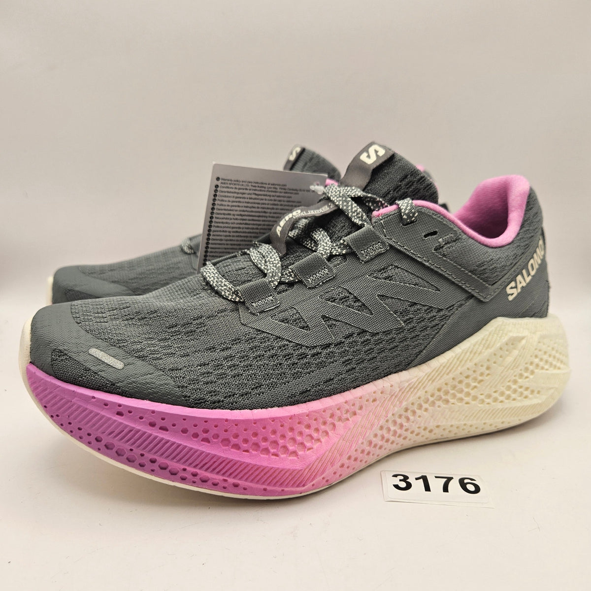 SALOMON WOMEN'S 6.5 AERO GLIDE 3 W GREY PINK VANILLA ICE RUNNING SHOES NWOB