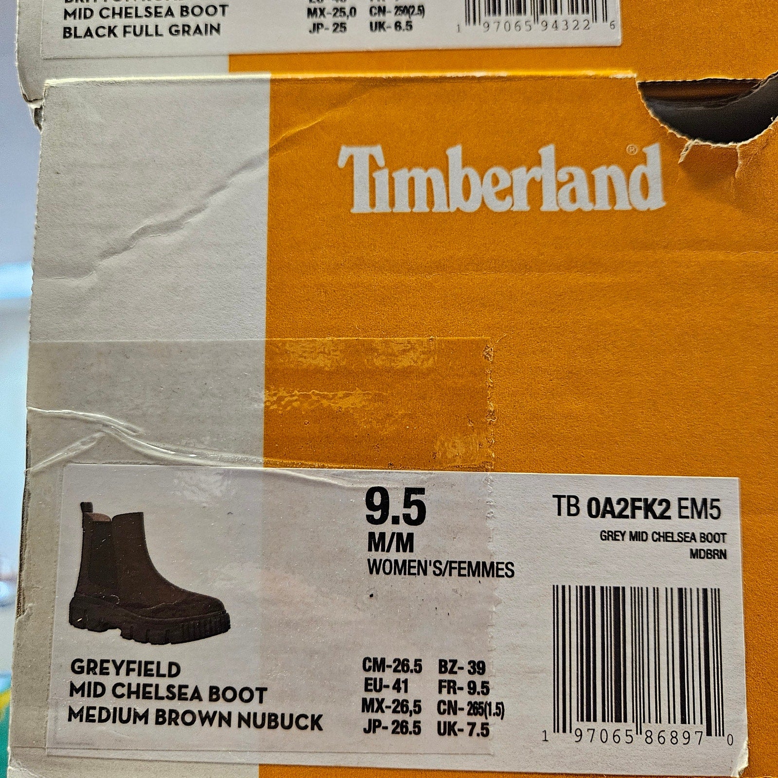 TIMBERLAND WOMEN'S 9.5 GREYFIELD MID CHELSEA BOOT MEDIUM BROWN NUBUCK