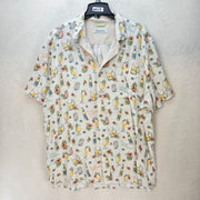 TOMMY BAHAMAS MEN'S XL TALL VERACRUZ CAY SHORT SLEEVE ALL OVER PRINT SHIRT BEIGE