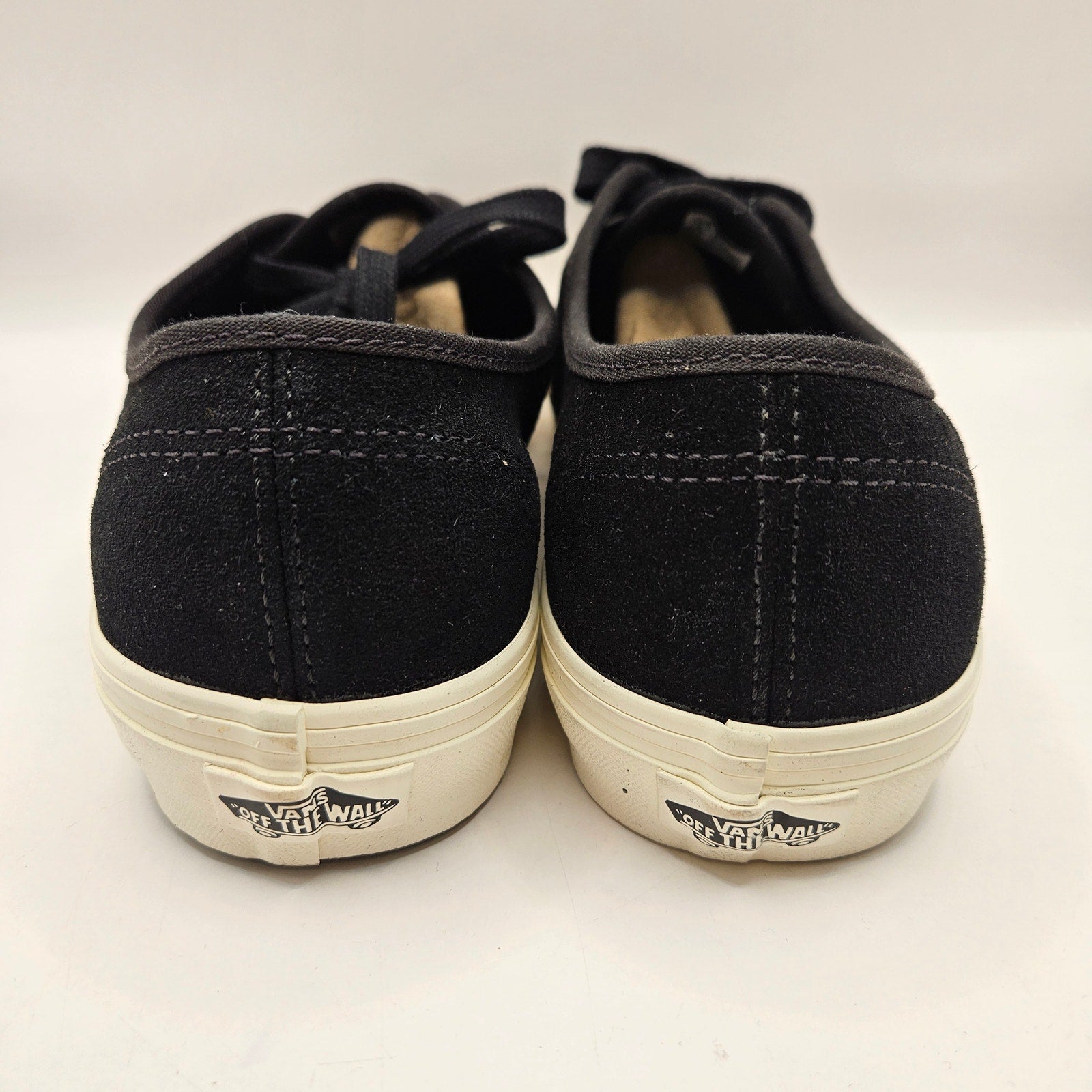 VANS MEN'S 8.5 AUTHENTIC SPIKE BLACK SUEDE WHITE GOTHIC VINTAGE NWOB