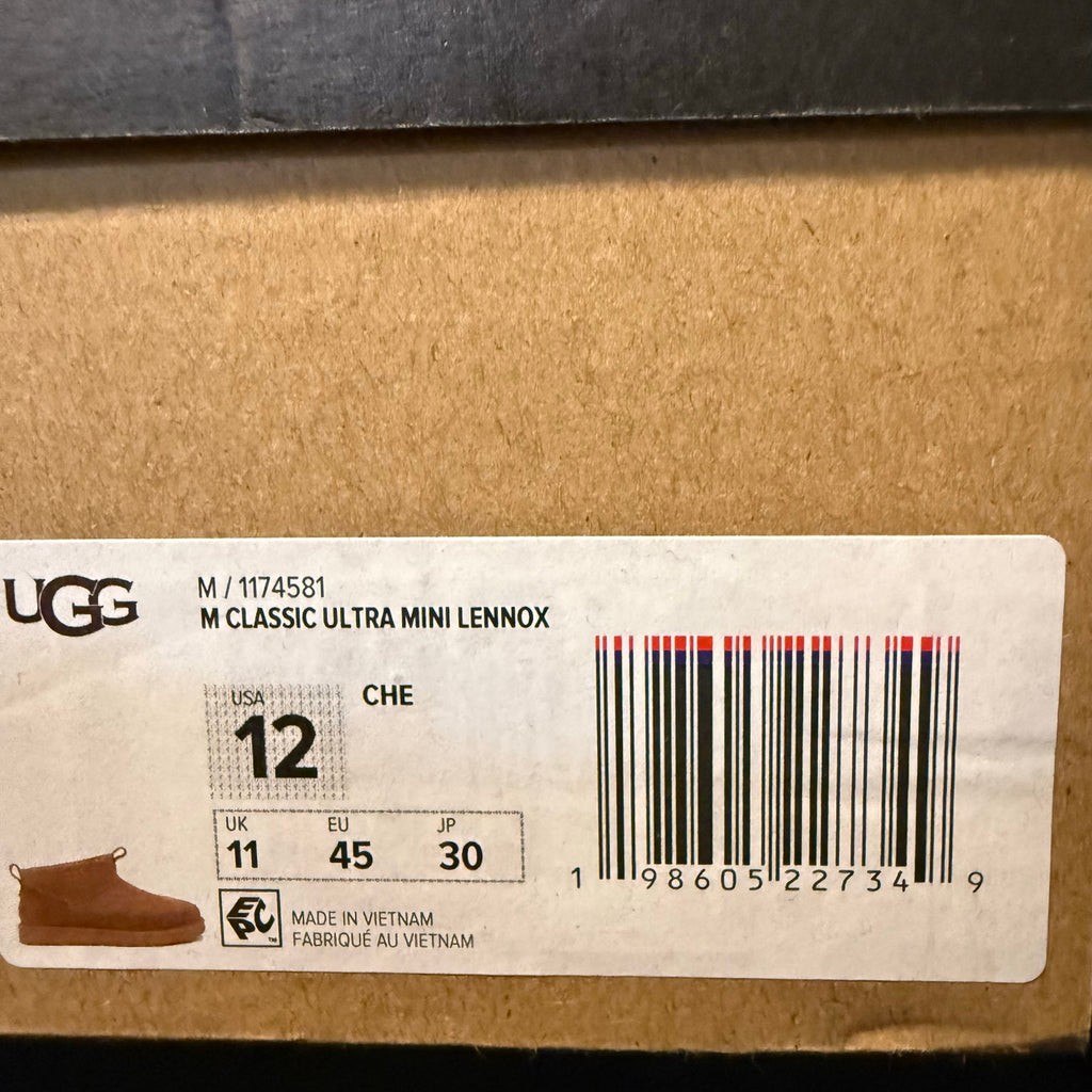 UGG MEN'S 12 CLASSIC ULTRA MINI LENNOX CHESTNUT 1174581 NIB