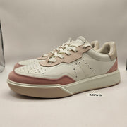 ECCO WOMEN'S 11-11.5 STREET COURT LEATHER TRAINER WHITE PINK NWOB