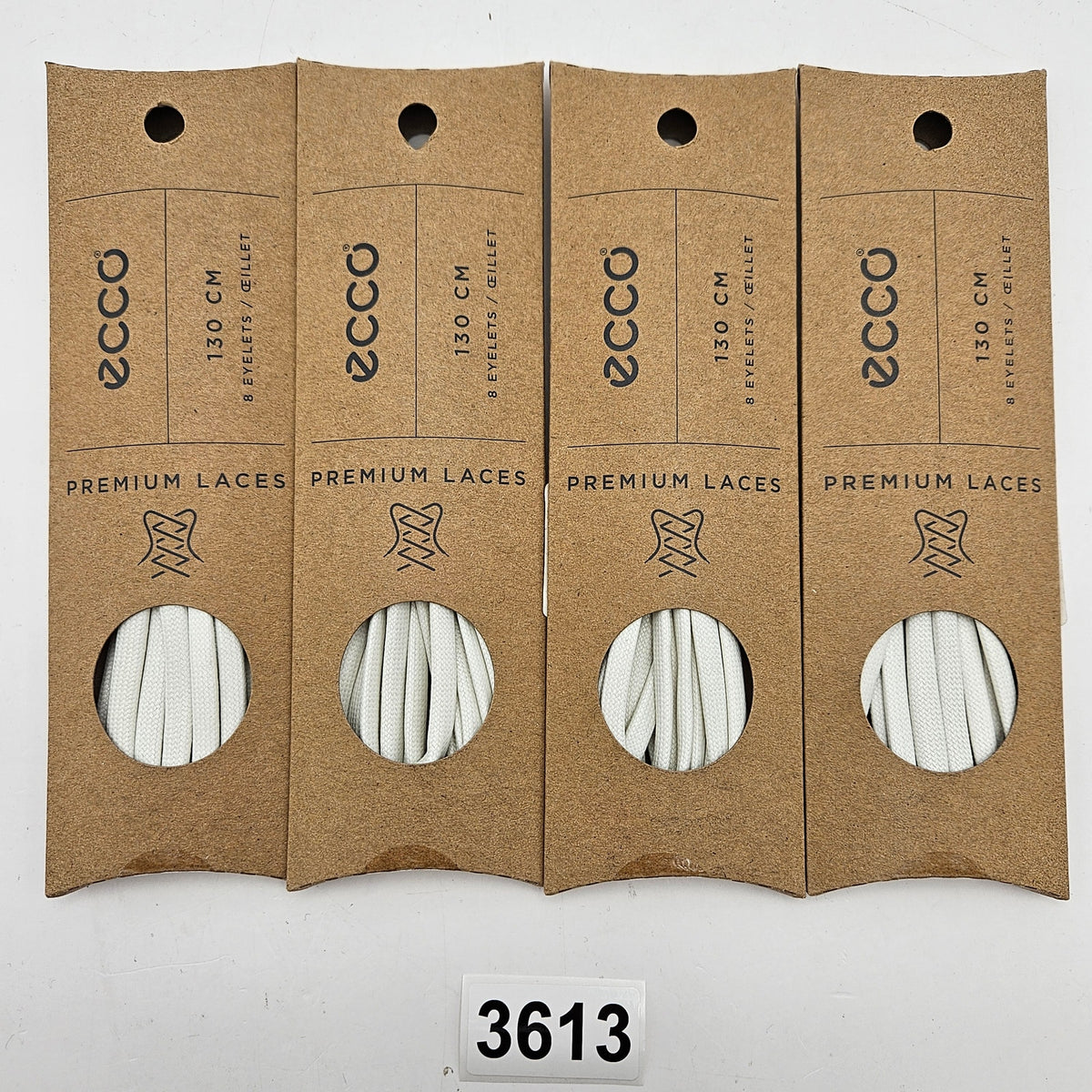 LOT OF 4 - ECCO PREMIUM LACES 130CM OFF WHITE SOFT 7 NIB 1X4 PAIR