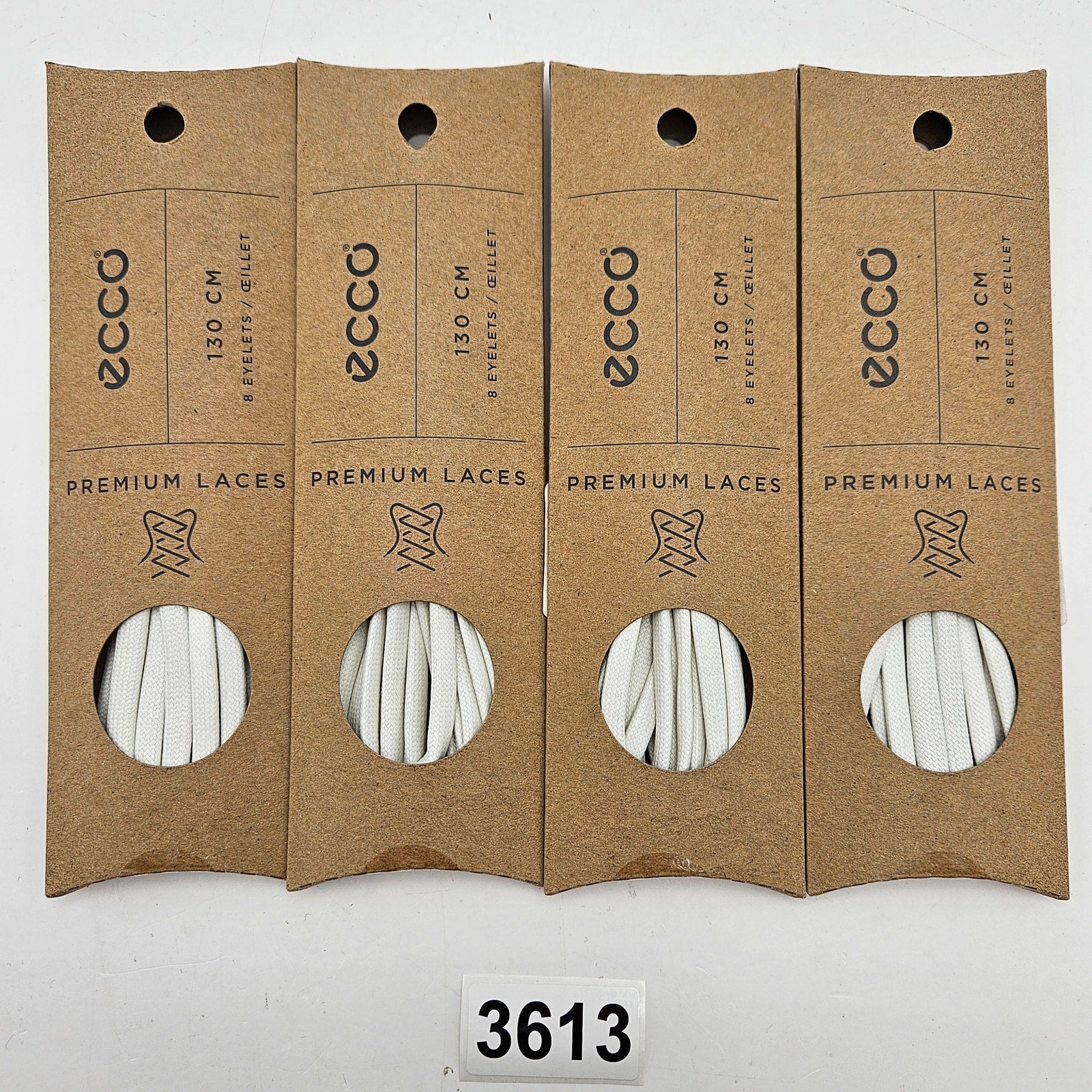 LOT OF 4 - ECCO PREMIUM LACES 130CM OFF WHITE SOFT 7 NIB 1X4 PAIR