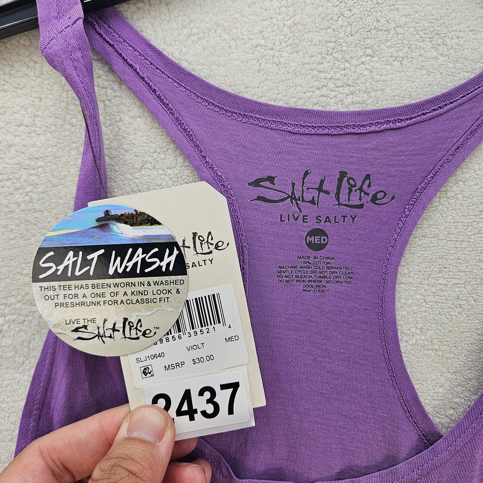 SALT LIFE WOMEN'S MEDIUM VIOLET TANK SALT WASHED NWT
