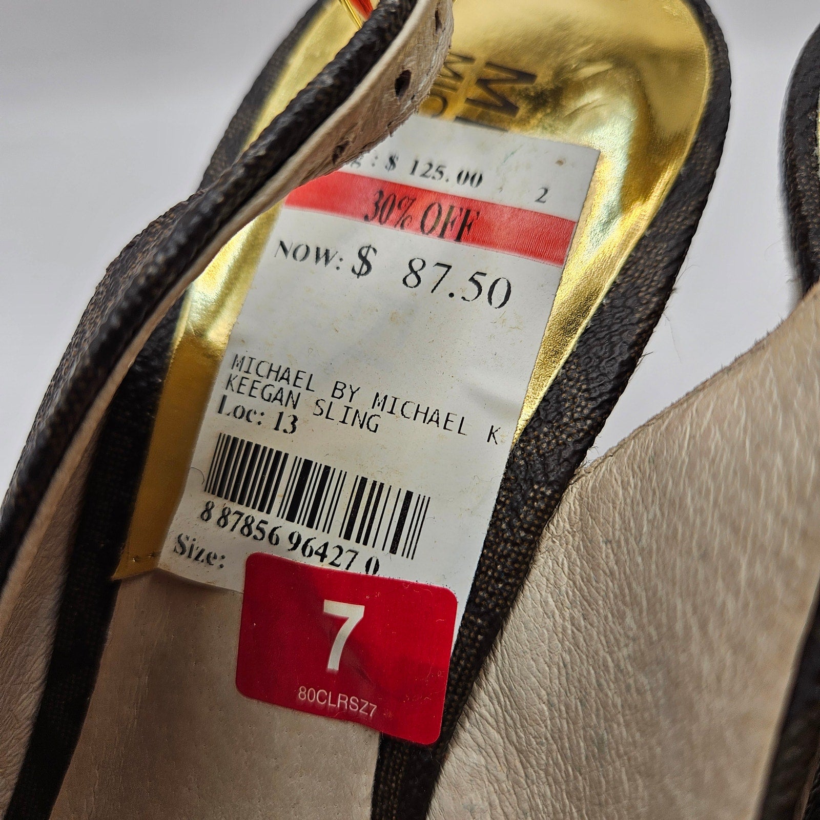 MICHAEL KORS KEEGAN WOMEN'S 7 SLINGBACK ESPADRILLE WEDGE SANDAL BROWN LOGO NWOB