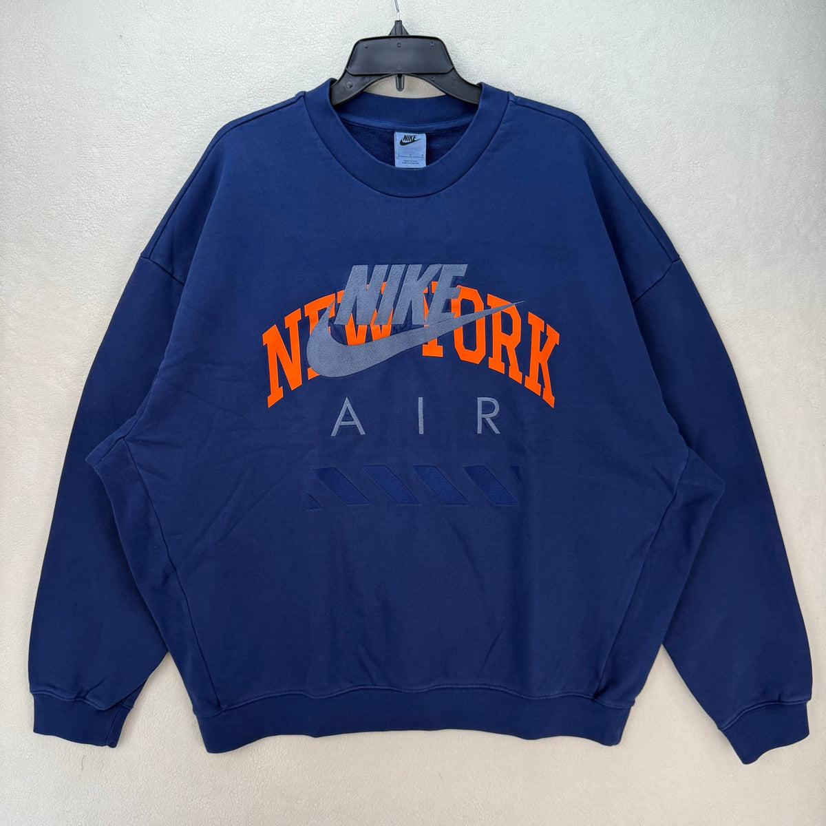 NIKE AIR MEN'S LARGE NEW YORK CREW NECK SWEATSHIRT BLUE HQ1101-492