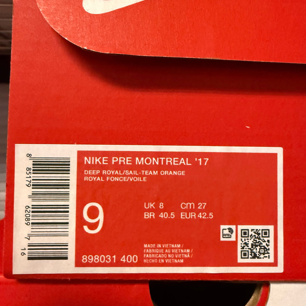 NIKE MEN'S 9 PRE MONTREAL '17 DEEP ROYAL/SAIL TEAM ORANGE KNICKS 898031-400 NIB