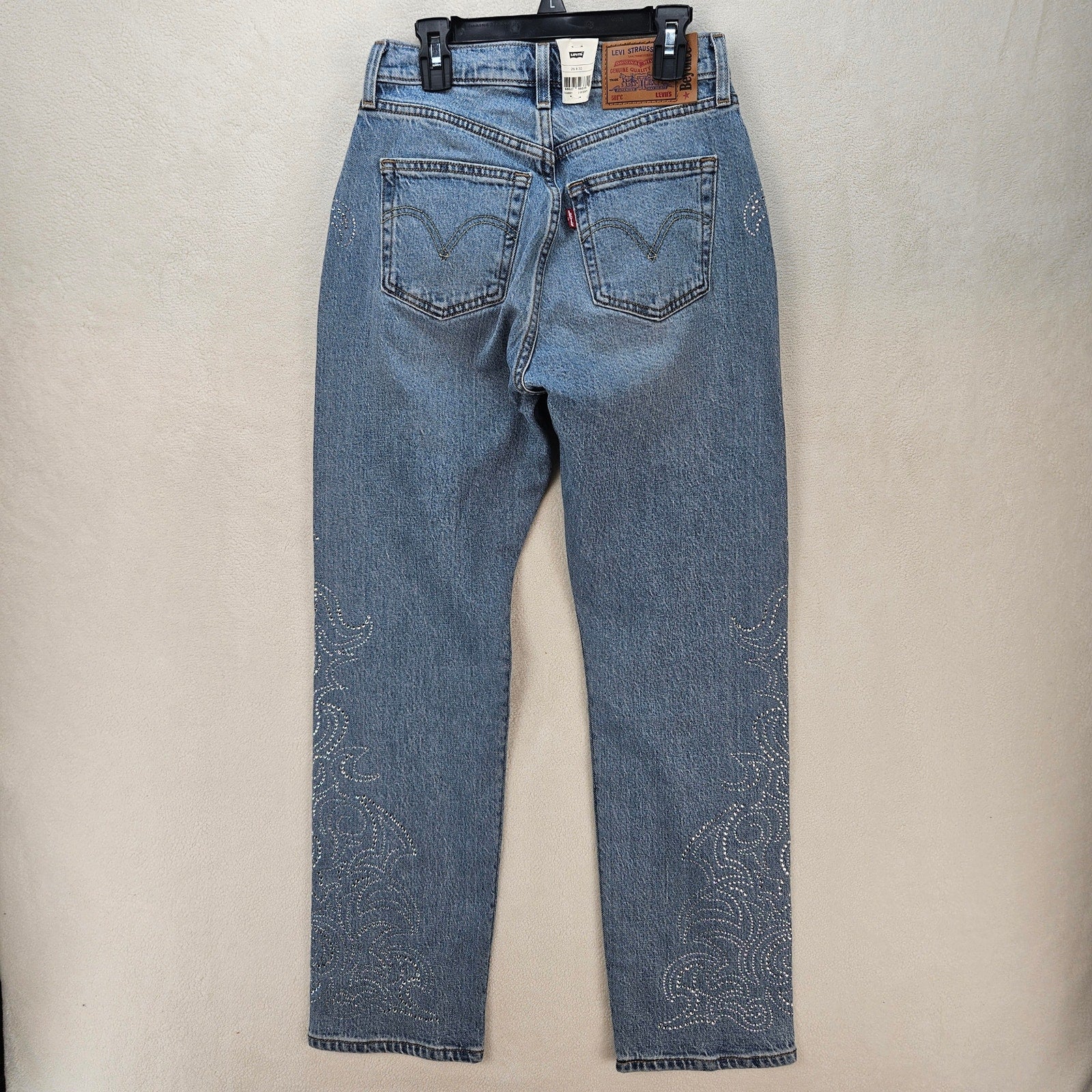 LEVI'S 501 X BEYONCE CURVE JEANS 26X30 WESTERN CRYSTAL NWT $150