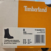 TIMBERLAND WOMEN'S 8 PREMIUM 8 INCH LACE WP BLACK FULL GRAIN BOOT TB0A43MXW02