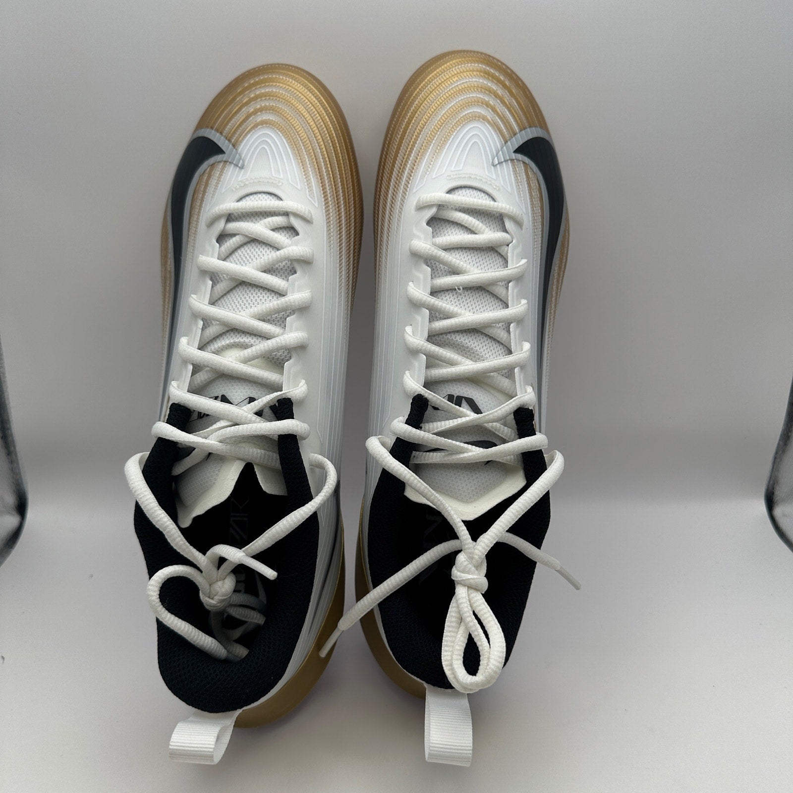 NIKE Men's 12 Vapor Speed 3 White/Gold Football Cleats FB3303-103