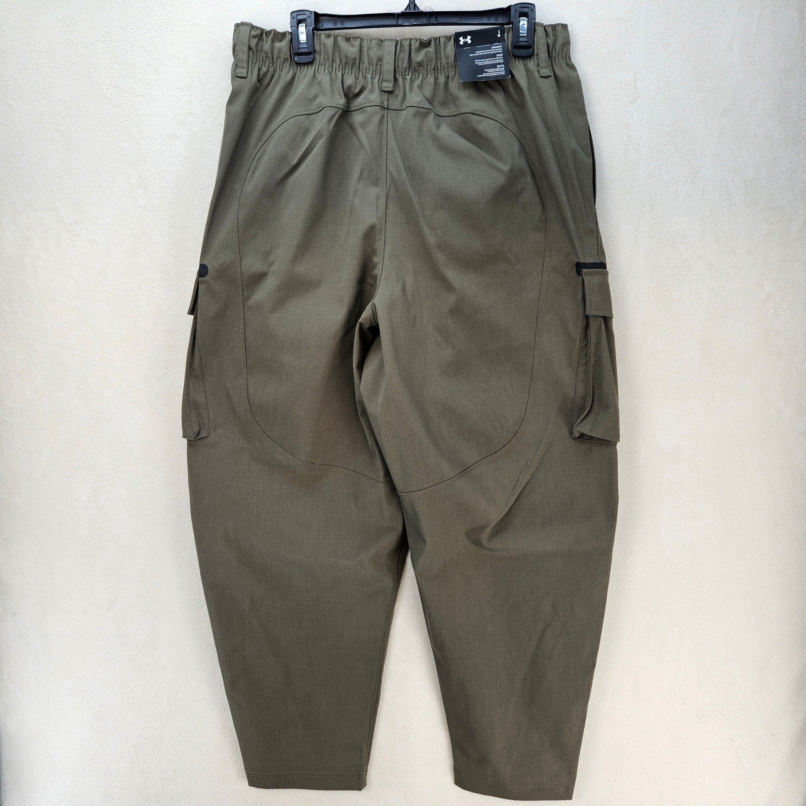UNDER ARMOUR MEN'S LARGE EXPDT GREEN UNSTOPPABLE TEXTURED WOVEN CARGO PANTS NWT