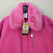 NIKE WOMEN'S SMALL TALL NAOMI OSAKA FULL ZIP VARSITY WOOL JACKET PINK HV2058-675