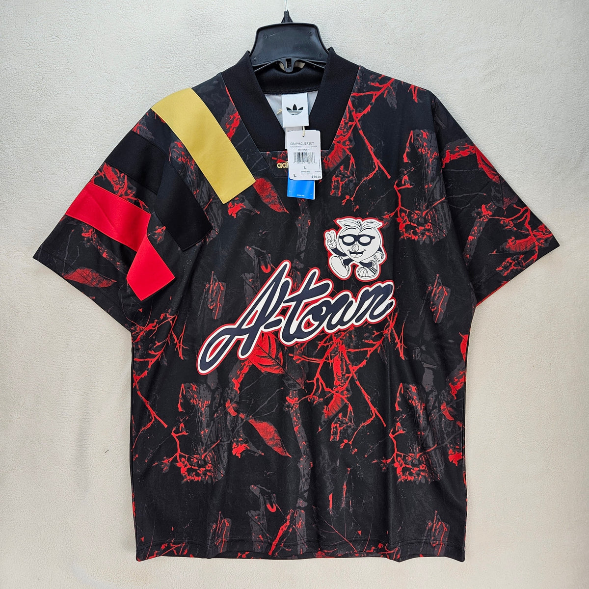 ADIDAS MEN'S LARGE ORIGINALS ATLANTA A-TOWN GRAPHIC JERSEY BLACK KD8436 CAMO