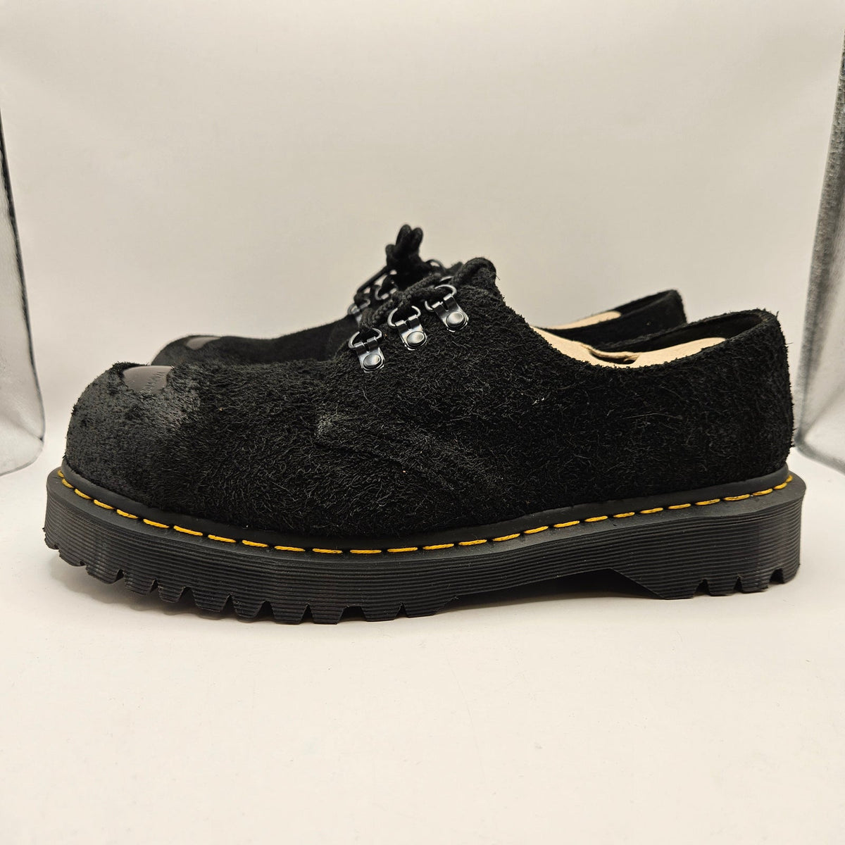 DR MARTENS MEN'S 10 BLACK BEX EXPOSED ST STEEL TOE 1461 OXFORD SHOES SUEDE
