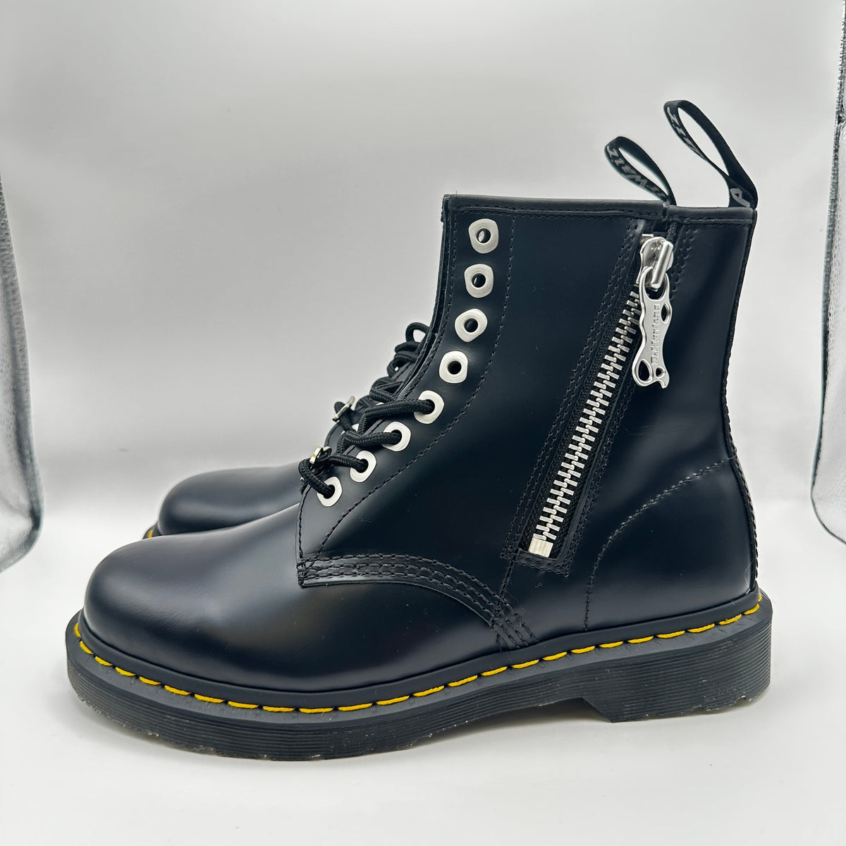Dr. Doc Martens 1460 Zip Smooth Leather Lace-up Boots Black Size 8 Men’s New