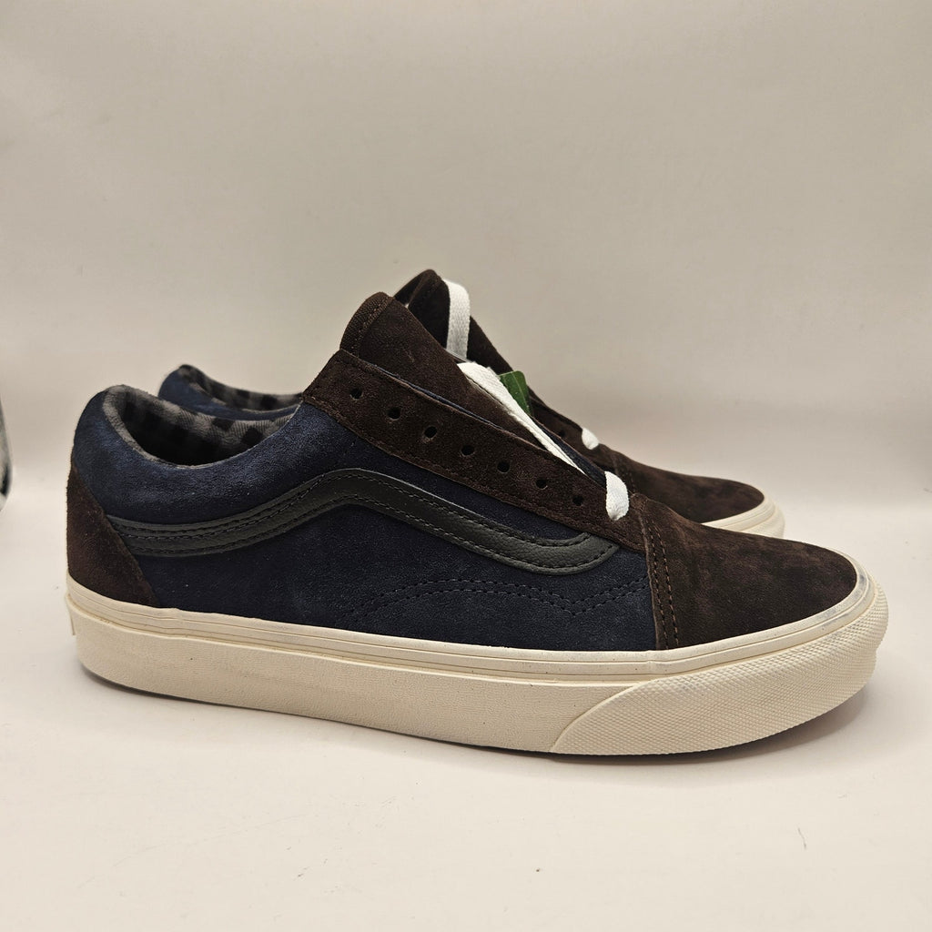 VAN'S M6.5/W8 OLD SKOOL PIG SUEDE NAVY BROWN SNEAKER NWOB