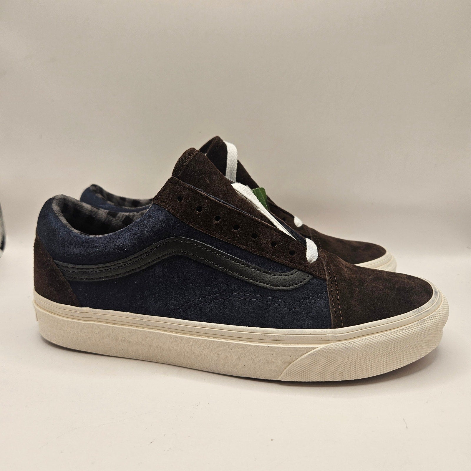 VAN'S M6.5/W8 OLD SKOOL PIG SUEDE NAVY BROWN SNEAKER NWOB