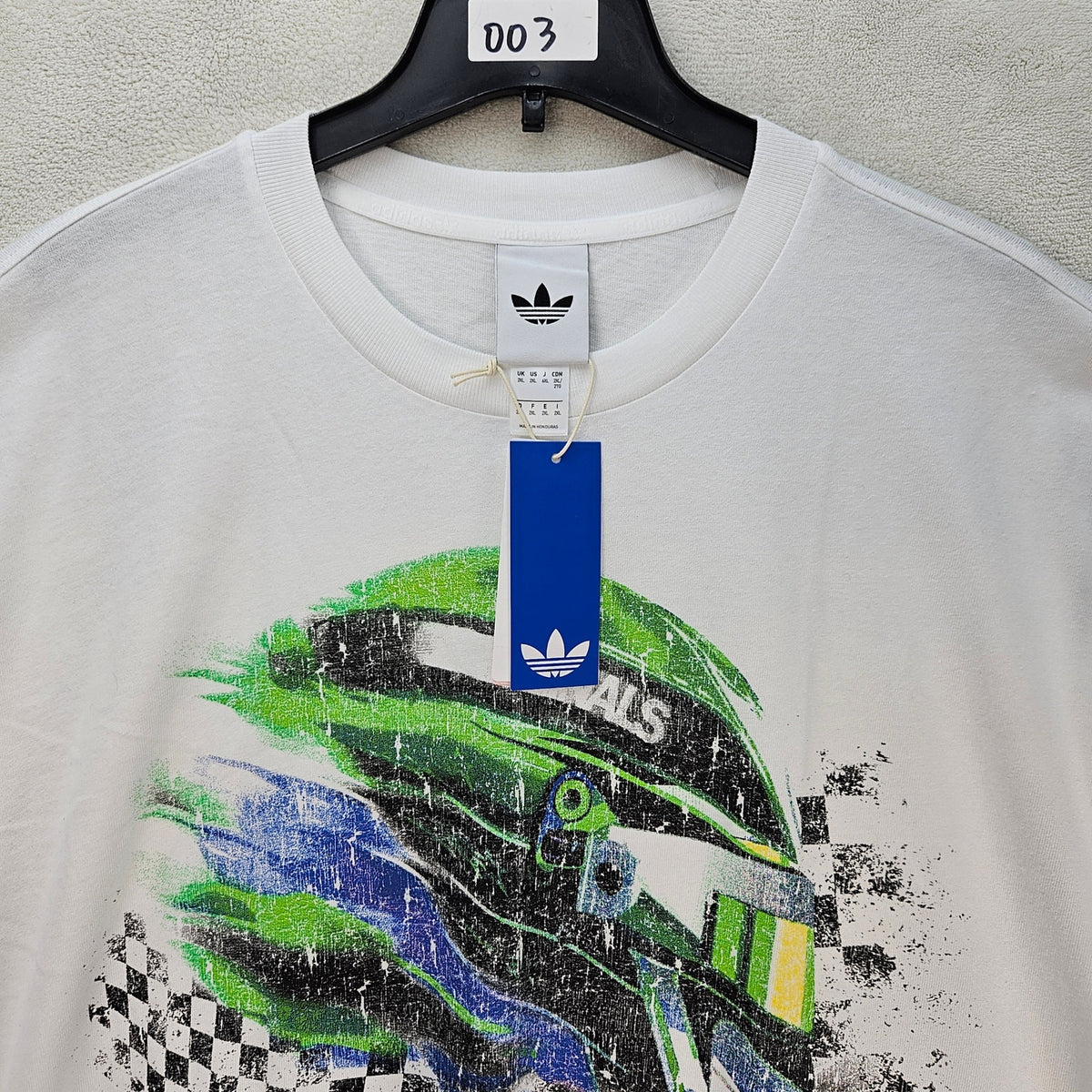 ADIDAS ORIGINALS MEN'S XXL RACING HELMET OVERSIZED VTG STYLE GRAPHIC TEE NWT