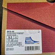 VANS MEN'S 9.5 SK8-HI CHECKERBOARD SIDEWALL CLASSIC BLUE HI TOP SKATEBOARDING