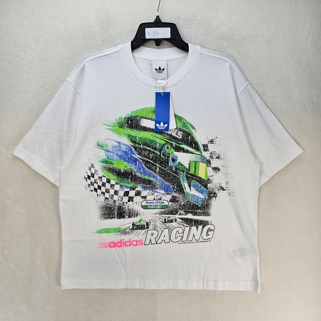 ADIDAS ORIGINALS MEN'S S RACING HELMET OVERSIZED VTG STYLE GRAPHIC TEE NWT