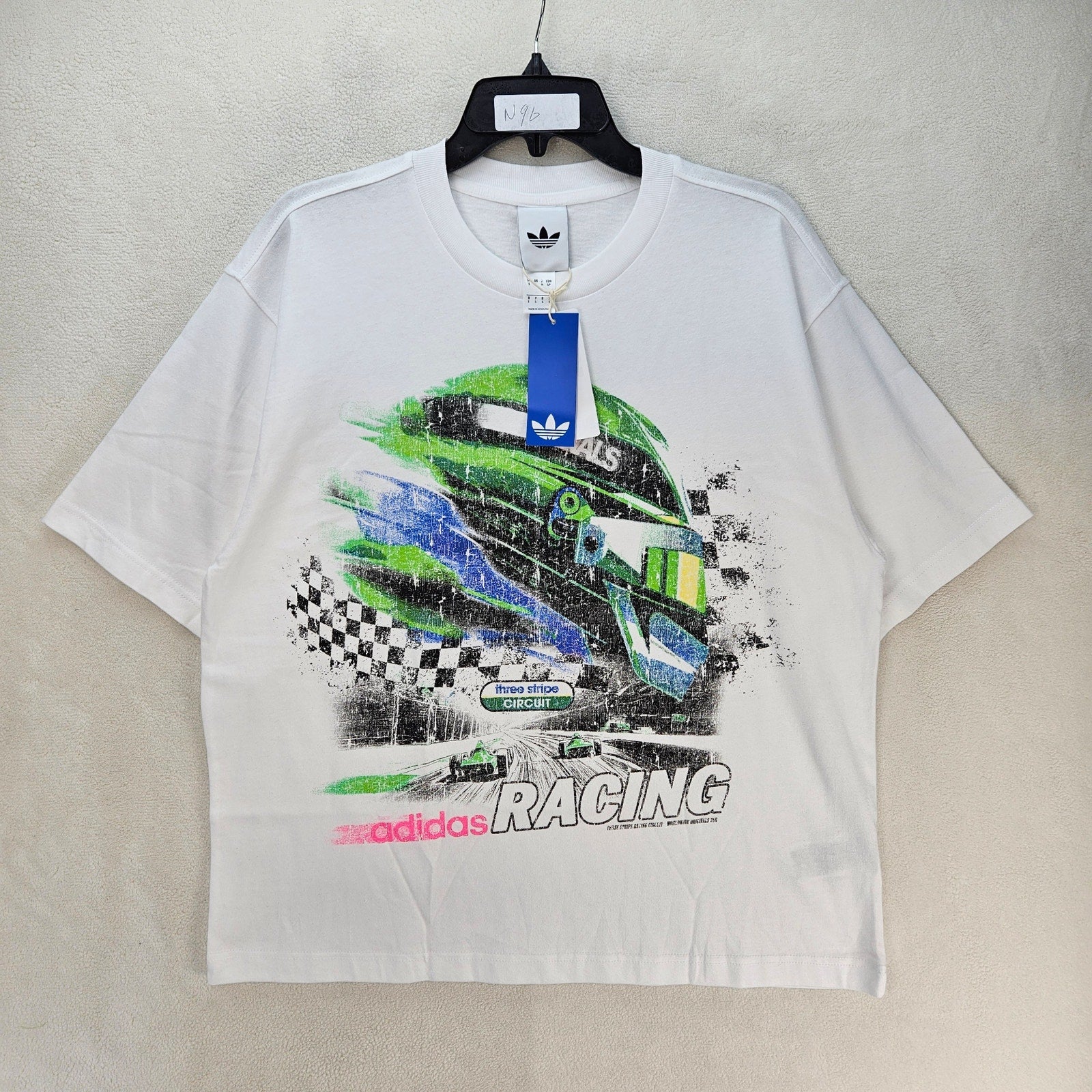 ADIDAS ORIGINALS MEN'S S RACING HELMET OVERSIZED VTG STYLE GRAPHIC TEE NWT