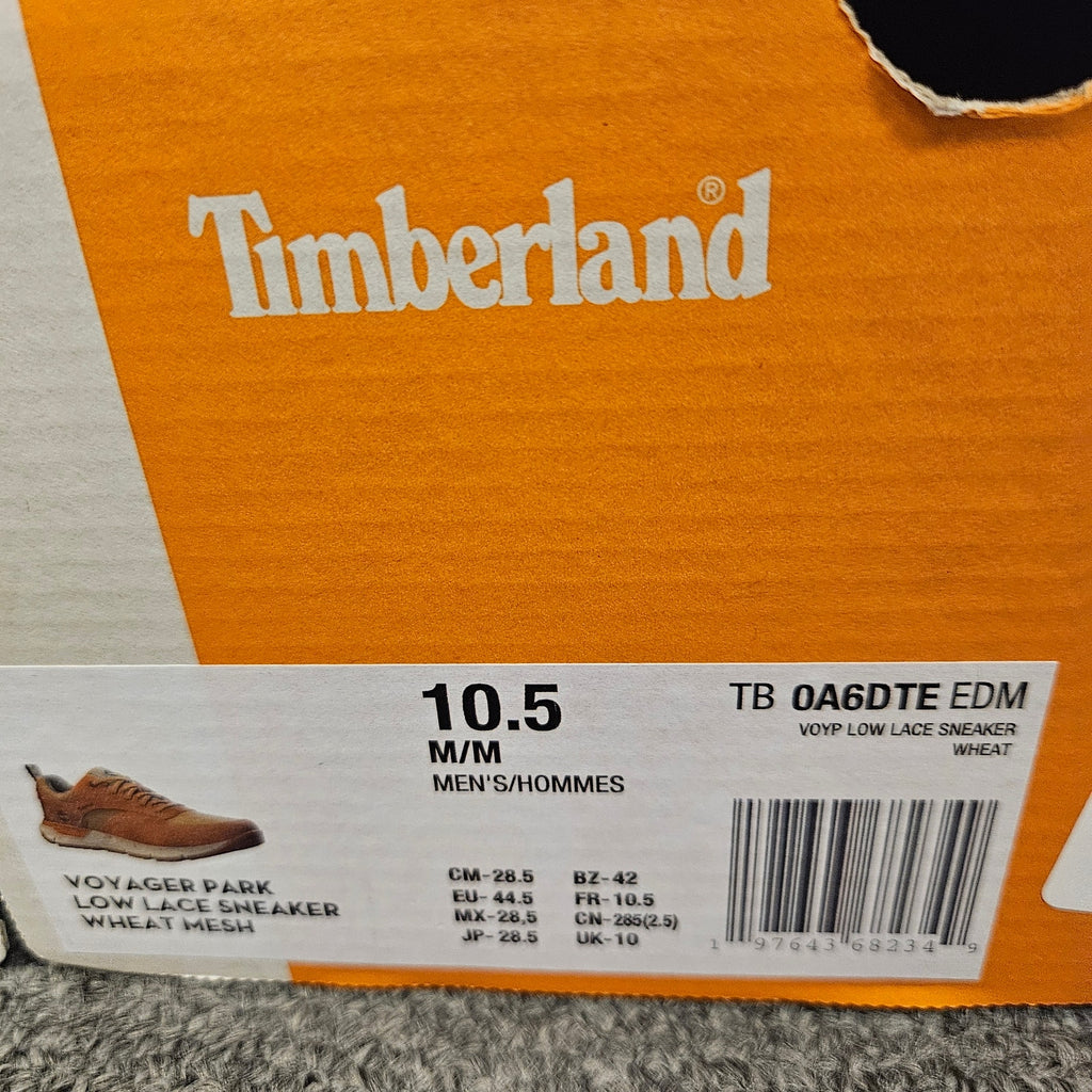 TIMBERLAND MEN'S 10.5 VOYAGER PARK LOW LACE SNEAKER WHEAT NIB