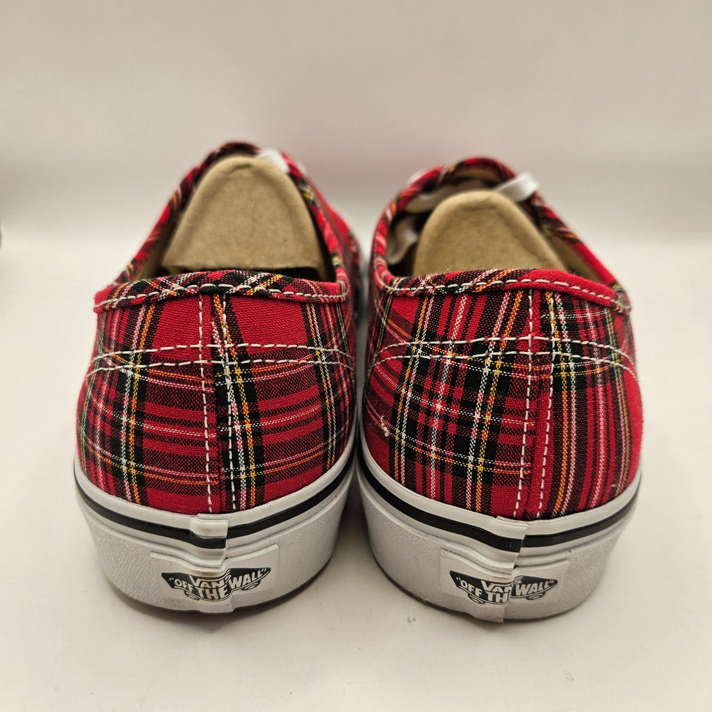VANS MEN'S 10.5 AUTHENTIC LOW TOP SNEAKER PLAID RED NWOB