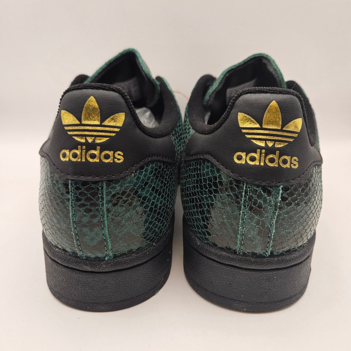 ADIDAS ORIGINALS WOMEN'S 7 SUPERSTAR BLACK GREEN SNAKESKIN SHELL TOE NWOB
