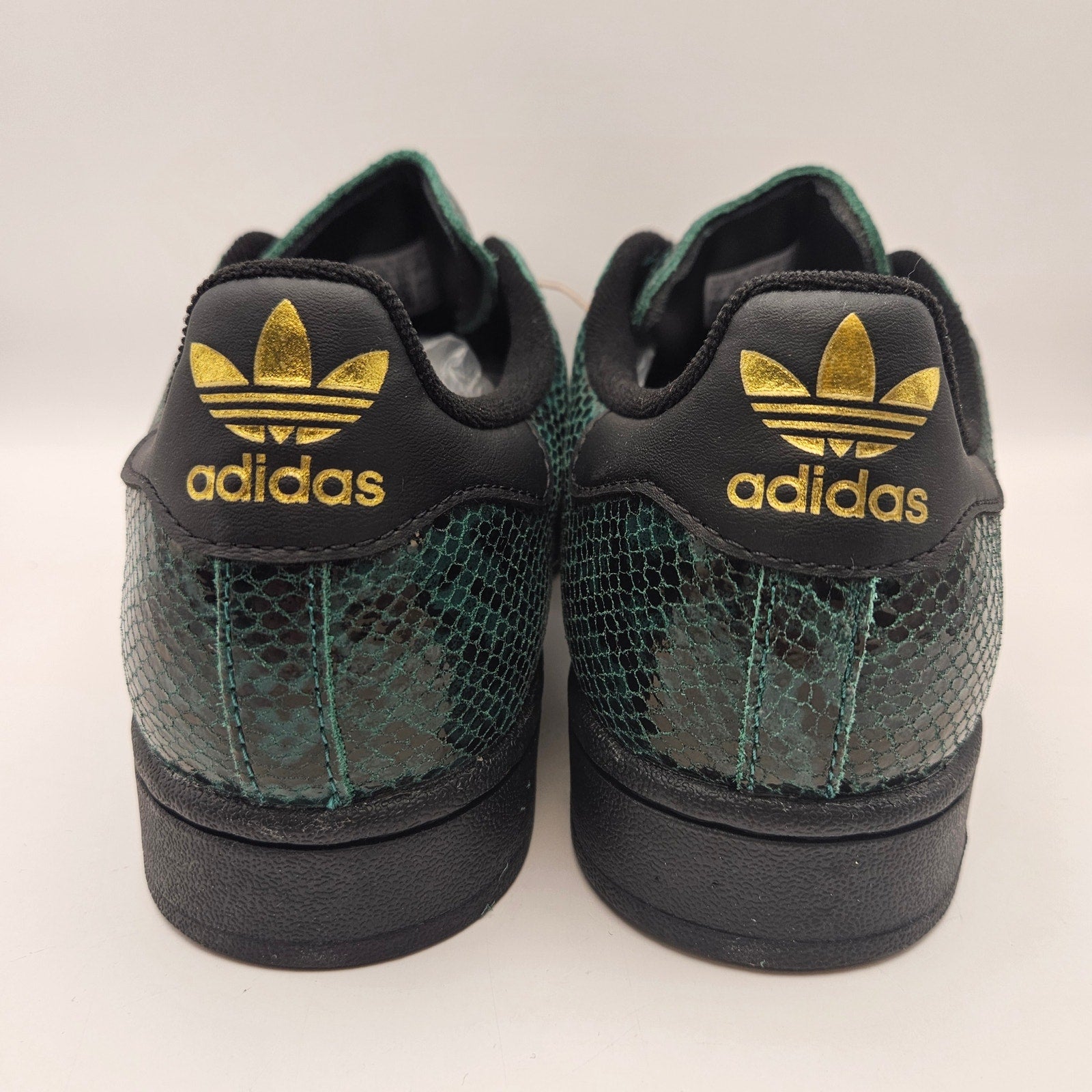 ADIDAS ORIGINALS WOMEN'S 7 SUPERSTAR BLACK GREEN SNAKESKIN SHELL TOE NWOB