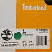 TIMBERLAND WOMEN'S 7 PREMIUM 6 INCH WP BOOT LT PINK NUBUCK NIB