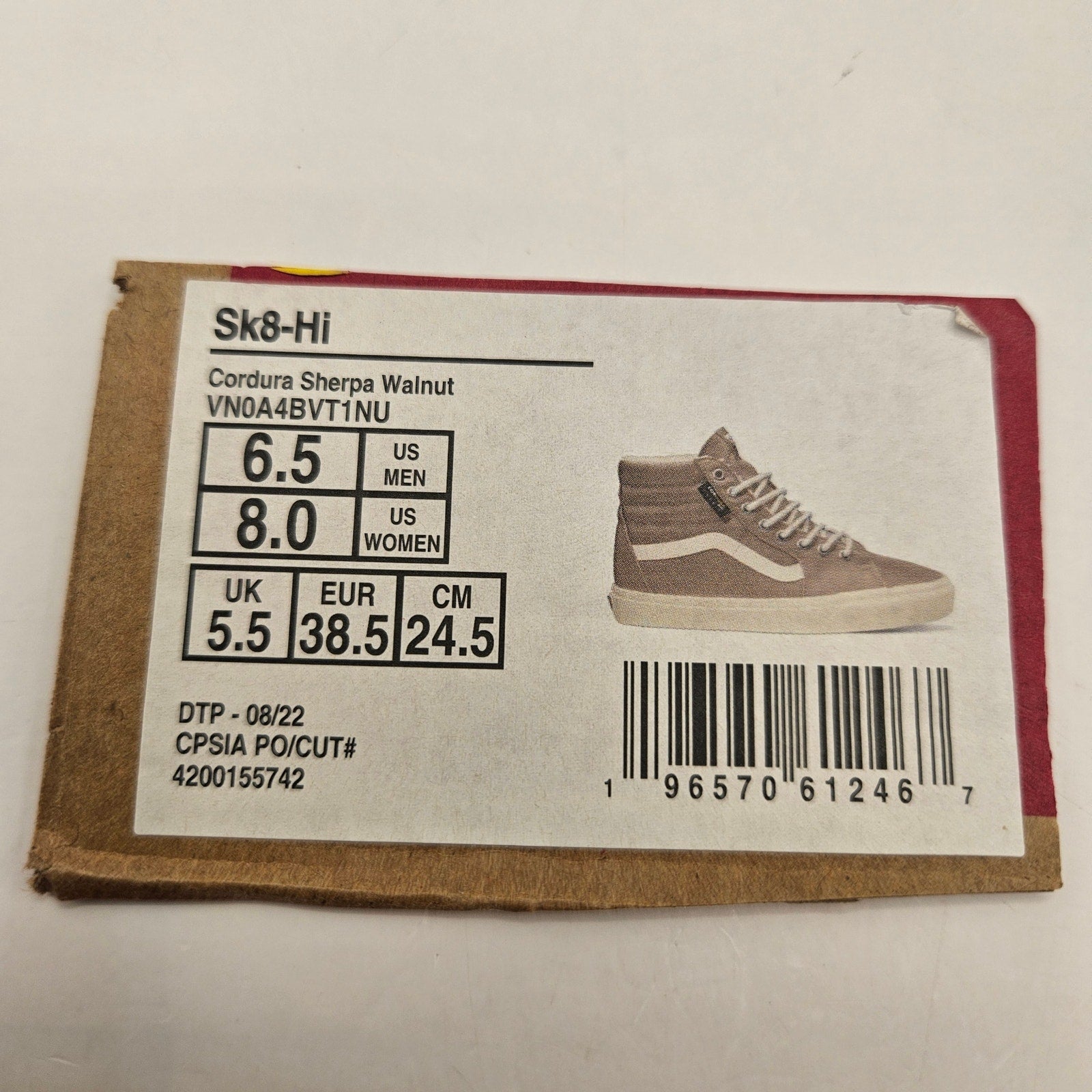 VANS WOMEN'S 8 CORDURA SK8 HI SHERPA WALNUT CLASSIC SKATE SHOES NWOB
