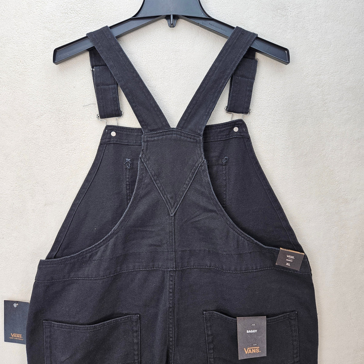 VANS WOMEN'S XL BLACK OVERALL SIRELLE BLACK COTTON RELAXED FIT
