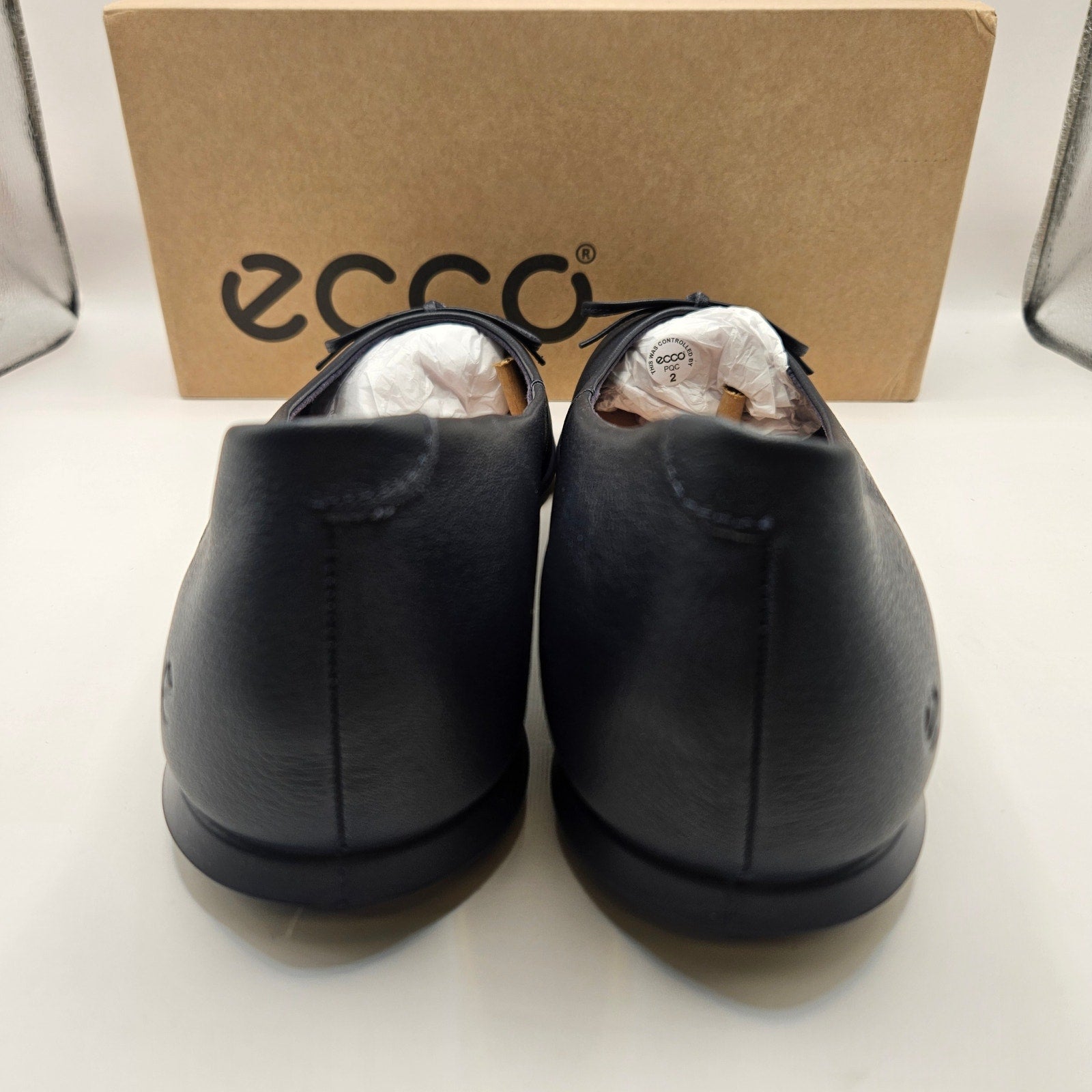 ECCO WOMEN'S 42 BALLERINA TOUCH 2.0 MARINE BLUE NIB LEATHER MADE IN PORTUGAL