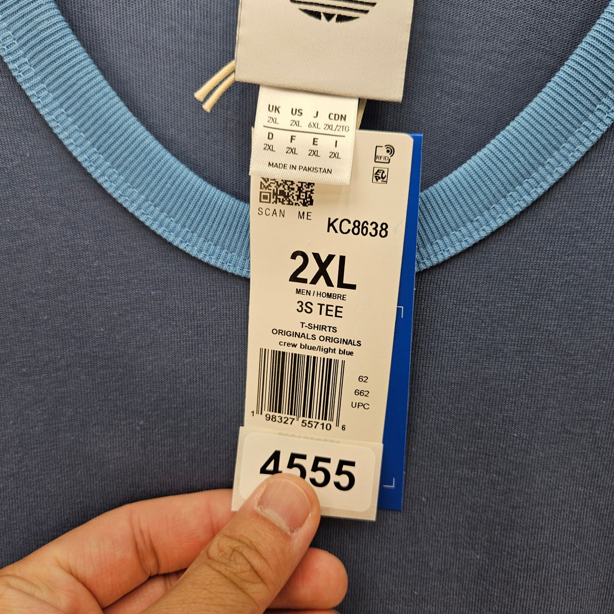 ADIDAS MEN'S 2XL ORIGINALS 3 STRIPES ARGENTINA BLUE TSHIRT TREFOIL KC8638