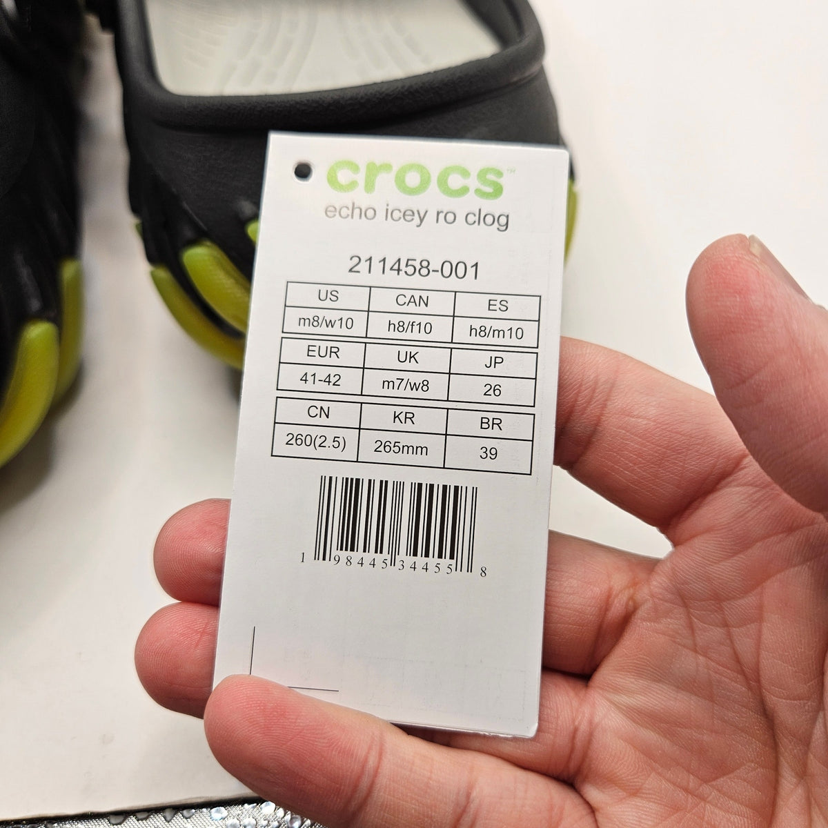 CROCS MEN'S 8 ECHO ICEY RO CLOG BLACK GREEN 211458-001 BACKSTRAP TERRAIN