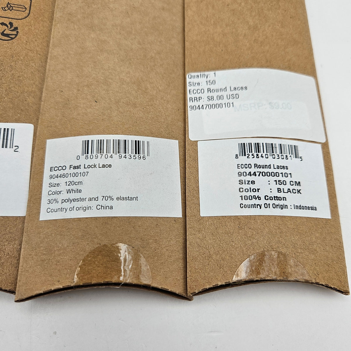 LOT OF 5 - ECCO PREMIUM LACES 100/120/150CM BLACK/MARINE/WHITE ROUND NIB 5 PAIRS