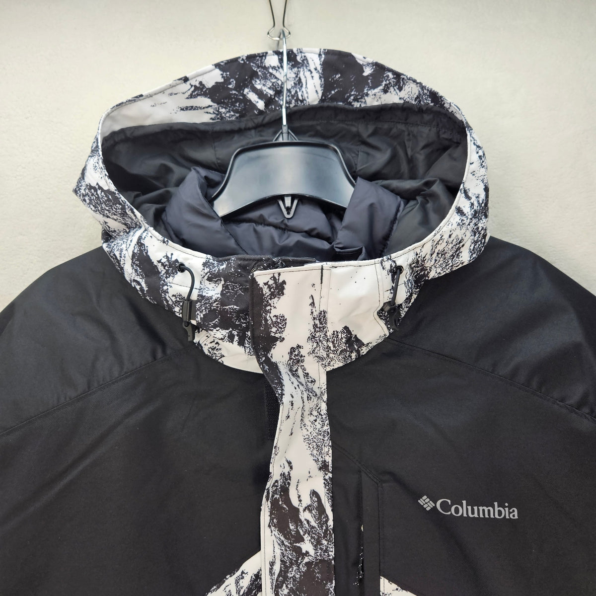 COLUMBIA MEN'S XXL 3 IN 1 INTERCHANGE NORDIC POINT SKI SNOW JACKET BLK WHT PRINT