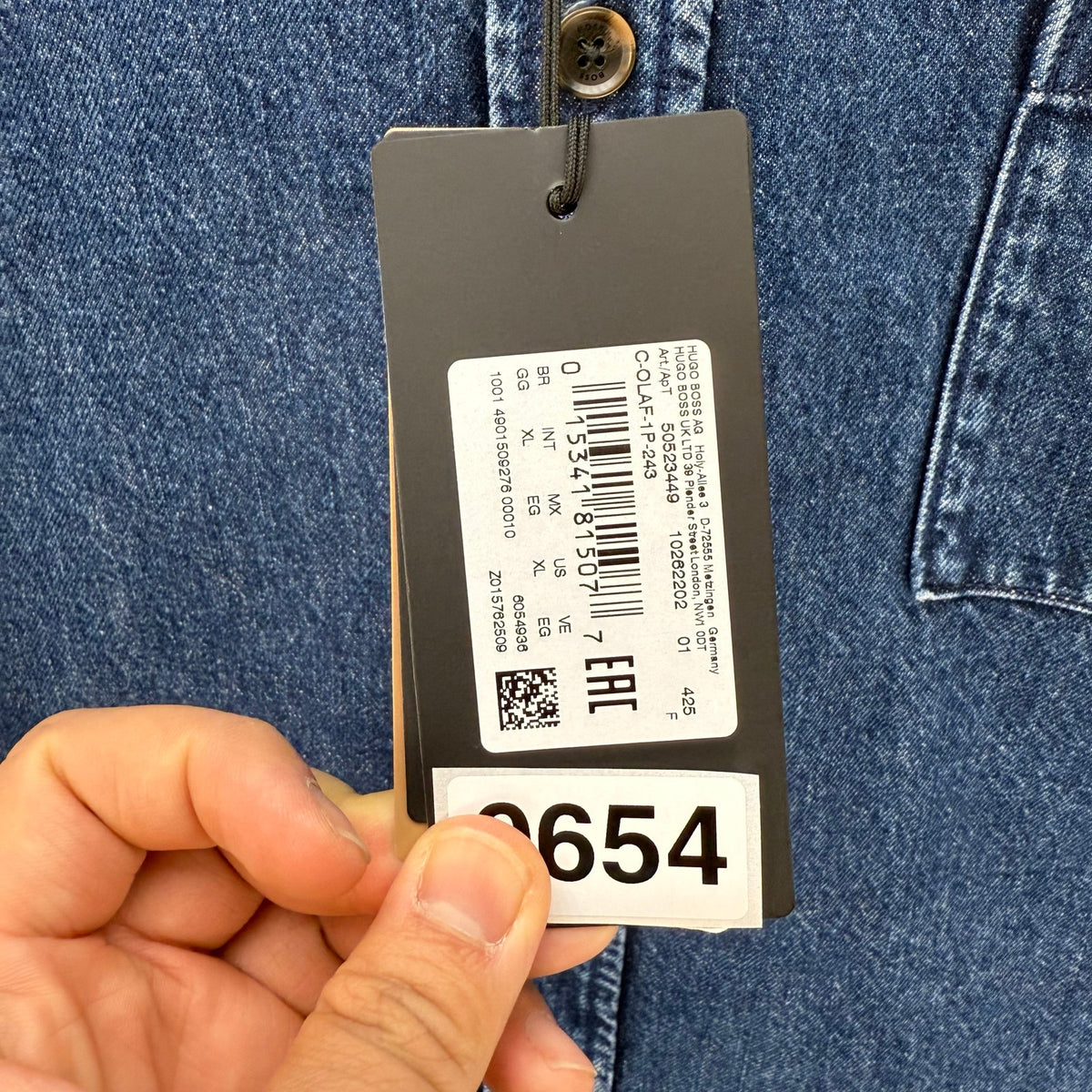 HUGO BOSS MEN'S XLARGE RELAXED FIT DENIM SHIRT BLUE THICK MATERIAL