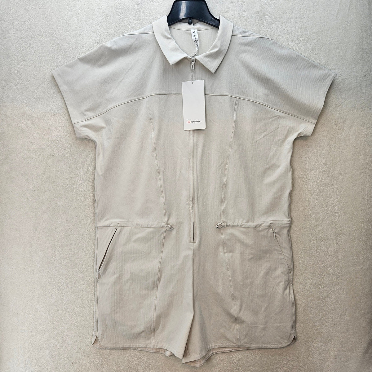 LULULEMON WOMEN'S 10 STRETCH RIB POCKETED ROMPER WHITE RARE NWT