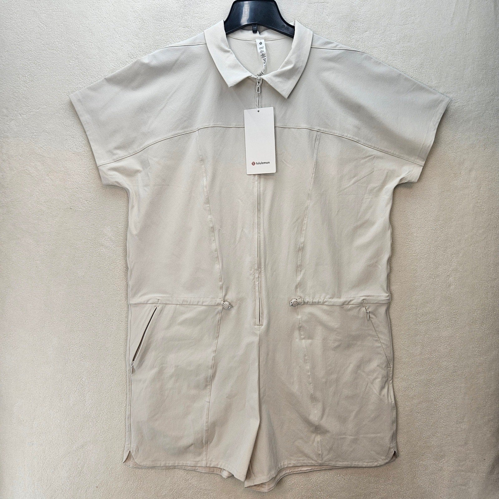 LULULEMON WOMEN'S 10 STRETCH RIB POCKETED ROMPER WHITE RARE NWT
